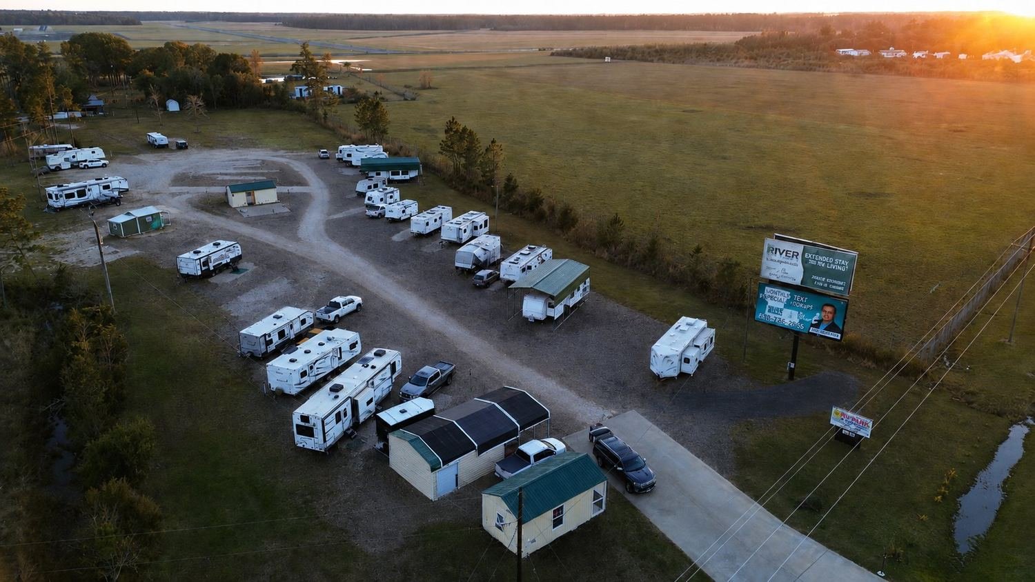 Sunset over Happy Days RV Park in DeRidder, Louisiana